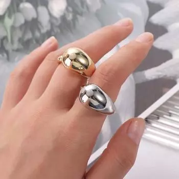 Кольцо с каплей воды Exaggeration Fashion Retro Finger Ring Metal Open Rings Wedding серебряный