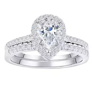 Кольцо с каплей воды и цирконием, женское обручальное кольцо с покрытием из белого золота No. 5