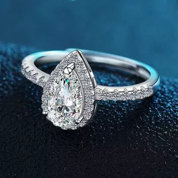 Кольцо с каплями воды в форме сердца для девочки из серебра 925 пробы Кольцо с каплями воды в форме сердца для девушки из серебра 925 пробы opening adjustable