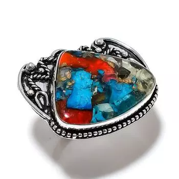 Кольцо с колючей устрица драгоценный камень ручная работа стерлинговое серебро 925 пробы размер 8.5 Z3f26