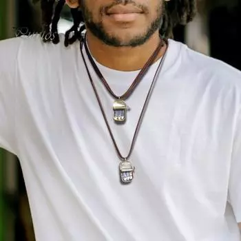 Кольцо с консервированными сардинами, регулируемая окружность, ожерелье с подвеской в виде банки с сардинами, винтажные украшения, расписанное вручную оловянное кольцо A серебряный