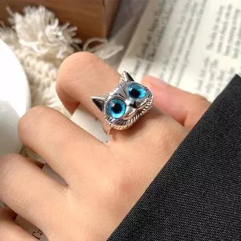 «Кольцо с кошкой из стерлингового серебра 925 пробы от Lanzhi – легкое роскошное украшение на открытый указательный палец»