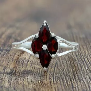 Кольцо с красным гранатом и драгоценным камнем, стерлинговое серебро 925 пробы, модные кольца с твердым камнем для женщин, идея подарка, ювелирные изделия с драгоценными камнями, около 5,5 г 5 красный