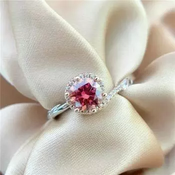 Кольцо с красным моссанитом пройдено, сертифицировано GRA, кольцо с рубином 1 карат, стерлинговое серебро 18 карат, женское свадебное обручальное ювелирное изделие 5