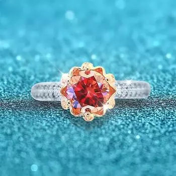 Кольцо с красным муассанитом 18 карат для женщин, 100% стерлинговое серебро S925, обручальное кольцо, испытание на бриллианты, ювелирные изделия GRA 5.5&US Size