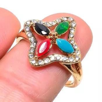 Кольцо с красным рубином, натуральным шпинелем, драгоценным камнем, этническое ювелирное изделие ручной работы, размер 9 H8v98