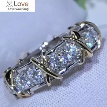 Кольцо с крестом из 10-каратного золота с лабораторным бриллиантом 4 мм, обручальное кольцо из стерлингового серебра, обручальные кольца для женщин и мужчин, ювелирные изделия для вечеринок, дропшиппинг 5 золотой