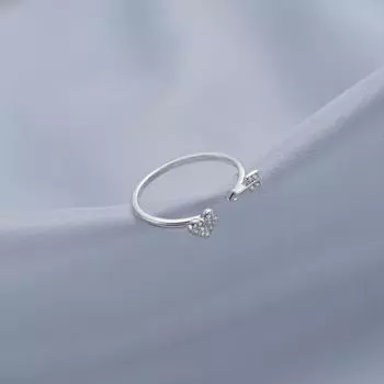 Кольцо с крестом на указательном пальце и супер-флеш-цирконом, модный нишевый дизайн, женское кольцо-стрела любви. Copper (White Gold)