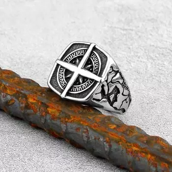 Кольцо с крестом скандинавских викингов size 7 серебряный