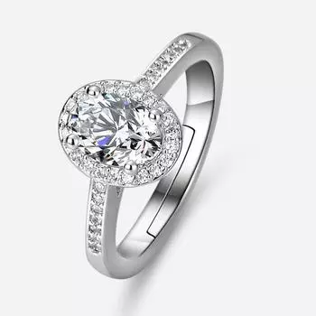 Кольцо с круглым бриллиантом из овальной огранки с имитацией четырех когтей и высоким содержанием углерода, модное кольцо с полным бриллиантом, женское свадебное кольцо-открытие adjustable