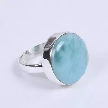 Кольцо с круглым драгоценным камнем из натурального ларимара, кольцо из цельного серебра 925 пробы, штабелируемое кольцо, юбилейное кольцо, кольцо с безелем 6