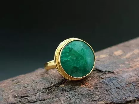 Кольцо с круглым драгоценным камнем из изумруда, кольцо из желтого золота, эффектные ювелирные изделия, кольцо на продажу, подарок на день рождения, дизайнерское кольцо, кольцо из серебра 925 пробы 6