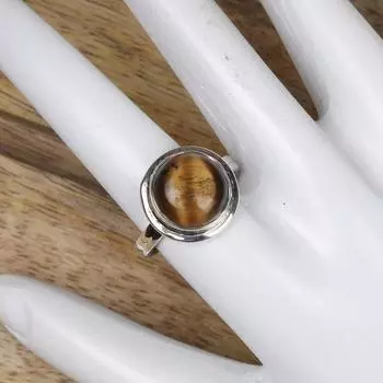 Кольцо с круглым драгоценным камнем «Тигровый глаз», дизайнерское кольцо ручной работы, подарок на день рождения, серебряные украшения, юбилейное кольцо, серебро 925 пробы 6