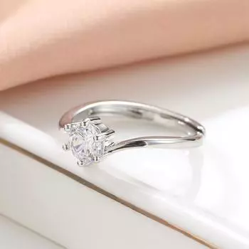 Кольцо с круглым камнем, восемью сердцами и восемью стрелами, женское, с четырьмя когтями, открытое кольцо