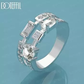 Кольцо с круглым квадратным цирконом AAA из стерлингового серебра 925 пробы, свадебные украшения 7#