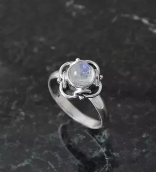 Кольцо с круглым лунным камнем, кольцо из цельного серебра 925 пробы, богемное кольцо, уникальный подарок, ювелирные изделия с камнями, соответствующими знаку зодиака 6
