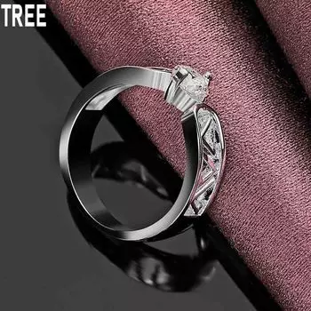 Кольцо с круглым V-образным вырезом из стерлингового серебра 925 пробы и цирконием AAA, изысканное модное свадебное украшение 7#