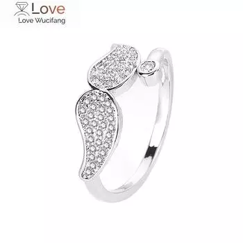 Кольцо с крыльями ангела женское корейское модное циркониевое полное кольцо Ins Girls Милое открытое кольцо