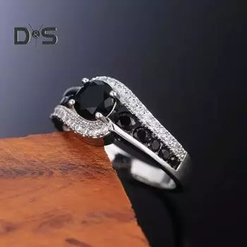 Кольцо с кубическим цирконием, черное прозрачное, с неправильной геометрией, полированное, для вечеринки, свадебное кольцо, ювелирный аксессуар US 8 белый