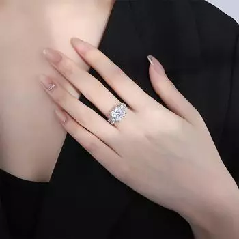 Кольцо с квадратным белым бриллиантом, женское модное открытое кольцо