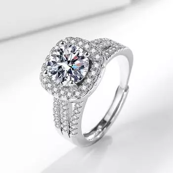Кольцо с квадратным цирконием в два карата, инкрустированное цирконием, легкое роскошное женское индивидуальное кольцо, кольцо на указательный палец.