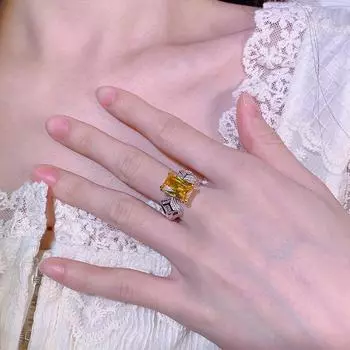 Кольцо с квадратным цветным цирконием, преувеличенная индивидуальность, розовое кольцо с цирконием, красное корундовое ювелирное кольцо