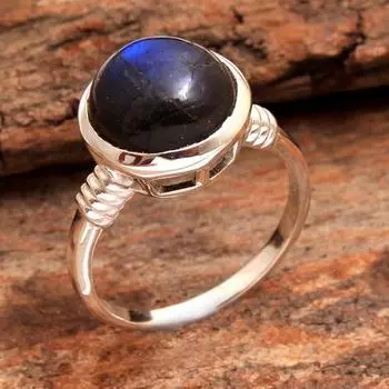 Кольцо с лабрадоритом, Модные украшения, Кольцо ручной работы, Серебряные украшения с подвесками, Кольцо унисекс 4 синий
