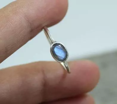 Кольцо с лабрадором из стерлингового серебра 925 пробы, кольцо с драгоценным камнем, штабелируемое кольцо, кольцо с безелем, кольцо с камнем, серебряные украшения 5