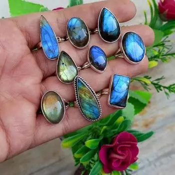 Кольцо с лабрадором, Кольцо из стерлингового серебра, Массивные кольца, Массивные кольца, Персонализированные украшения ручной работы, Подарки для нее, Изысканные кольца для женщин 6-9 синий