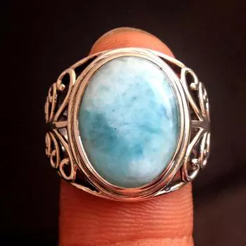 Кольцо с ларимаром, Подарки для нее, Ювелирные изделия с драгоценными камнями, Серебряные украшения с подвесками, Массивные украшения 4 синий