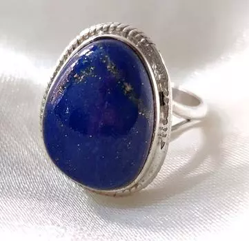 Кольцо с лазуритом, кольцо с драгоценным камнем, стерлинговое серебро 925 пробы, ювелирные изделия ручной работы, кольцо в стиле бохо, женский подарок для нее, дизайнерское кольцо 4.5
