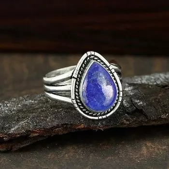 Кольцо с лазуритом, кольцо с драгоценным камнем, кольцо ручной работы, дизайнерское кольцо, эффектное кольцо, серебро 925 пробы, подарки на день рождения 6