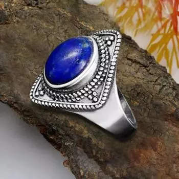 Кольцо с лазуритом, кольцо в богемном стиле, дизайнерское кольцо, распродажа ко Дню благодарения, серебро 925 пробы, серебряные украшения 6