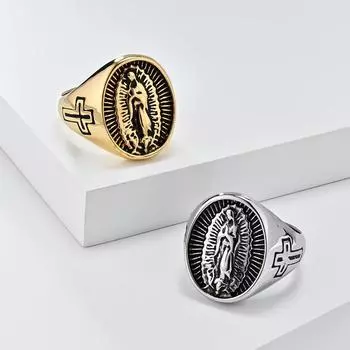 Кольцо с литературным ретро-крестом Девы Марии для мужчин и женщин, ювелирные изделия высокого качества 7 серебряный