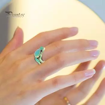 Кольцо с лягушкой, милые красочные регулируемые кольца из древесной лягушки, забавные украшения ручной работы, идеальный уникальный подарок, кольца с милыми животными для пляжной летней вечеринки. зелёный