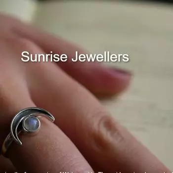 Кольцо с лунным камнем-багетом от Sunrise • Подарок лучшему другу • Подарок на годовщину • Регулируемое персонализированное кольцо с драгоценным камнем • 7 синий