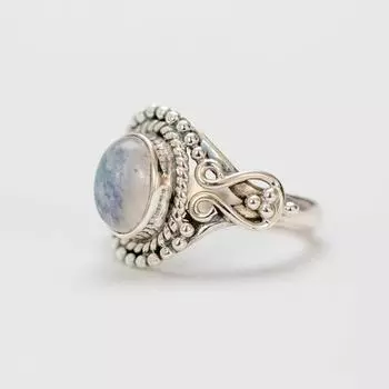 Кольцо с лунным камнем, кольцо из цельного серебра 925 пробы, богемное кольцо, эффектное кольцо, кольцо с камнем рождения, юбилейное кольцо, штабелируемое кольцо 6