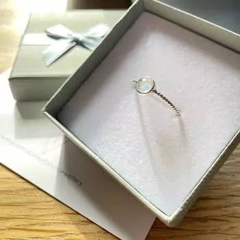 Кольцо с лунным камнем, круглое кольцо с лунным камнем, витое кольцо из стерлингового серебра, кольцо с радужным лунным камнем, подарок на июньский камень 5 синий