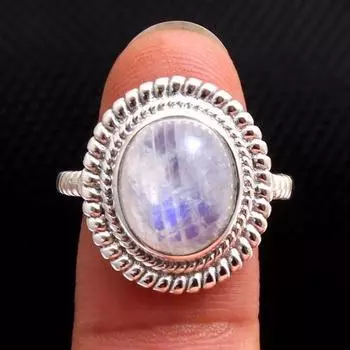 Кольцо с лунным камнем, модные украшения, кольцо ручной работы, серебряные украшения с подвесками, женское кольцо 4 белый