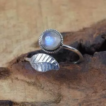 Кольцо с лунным камнем, серебро 925 пробы, ювелирные изделия ручной работы, кольцо с круглым камнем, штабелируемое кольцо, дизайнерское кольцо, подарок для нее, кольцо в стиле бохо, уникальный подарок 6
