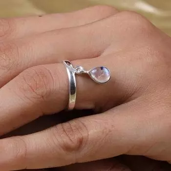Кольцо с лунным камнем, серебряное кольцо 925 пробы, кольцо ручной работы, красивый подарок, кольцо обещания, штабелируемое кольцо, уникальный подарок 6