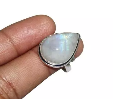 Кольцо с лунным камнем, ювелирные изделия из твердого серебра 925 пробы с драгоценными камнями, кольцо с камнем рождения, подарок унисекс, рождественские украшения 6