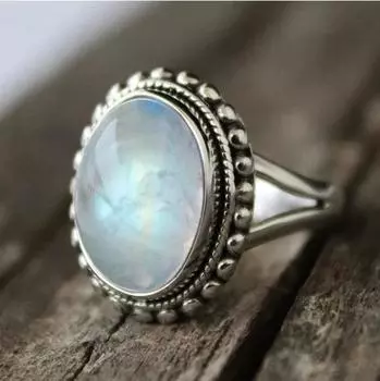 Кольцо с лунным камнем, женское кольцо из твердого серебра 925 пробы, кольцо с камнем по случаю рождения, подарок на годовщину, серебряные украшения 6