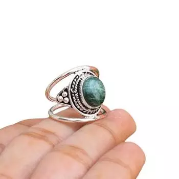 Кольцо с малахитовым драгоценным камнем, дизайнерское кольцо ручной работы, серебряные украшения, кольцо для женщин, серебро 925 пробы 6