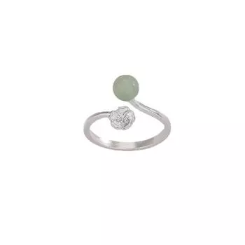 Кольцо с маленьким цветком нефрита, кольцо с цветком вишни, золотое золотое гочао, нежный темперамент, подарок девушке, кольцо с бусиной из нефрита Хотан opening adjustable