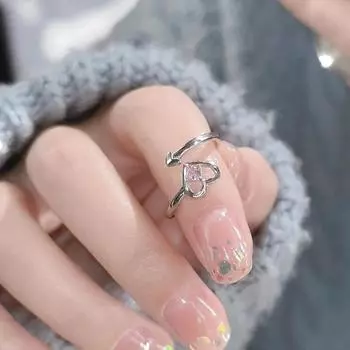 Кольцо с маленьким дьяволом для женщин, простой дизайн ниши, розовое кольцо с любовью, студенческое кольцо для девушки с сердечком, регулируемое