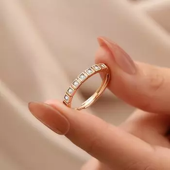 Кольцо с маленьким кубиком льда, женское, легкое, роскошное, нишевый дизайн, геометрическое, квадратный ряд, открывающееся кольцо с бриллиантами