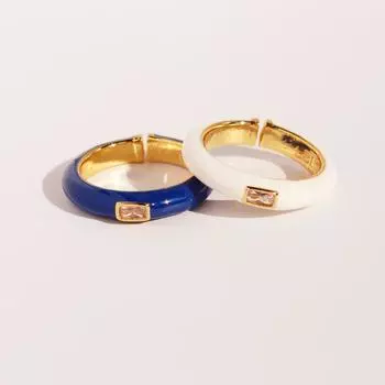 Кольцо с маленьким кубиком сахара в форме звезды и циркония, синей эмалью, регулируемое, белое, 343 adjustable opening белый