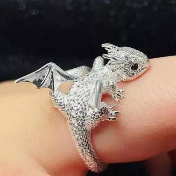 Кольцо с маленьким летящим драконом Год Лунга, оригинальный дизайн, титановая сталь, бесцветное, мужское и женское, INS Advanced Open Adjustable Ring