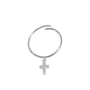 Кольцо с микро-закрепкой бриллиантов Flash Cross, женское индивидуальное простое чувство дизайна линий, открытое кольцо на указательный палец Cross Border Adjustable Opening